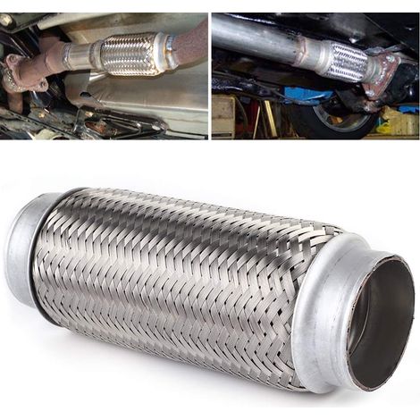 Tuyau Flexible en Acier Inoxydable Tube de Réparation de Silencieux ondulé de Ajustement Universel pour Système de Voiture Argent 51x200mm 55x200mm 55MM200MM (1/5)