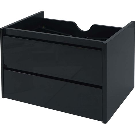 Waschbeckenunterschrank HHG-615, Waschtischunterschrank Waschtisch Badezimmer, hochglanz Soft-Close 50x60cm schwarz