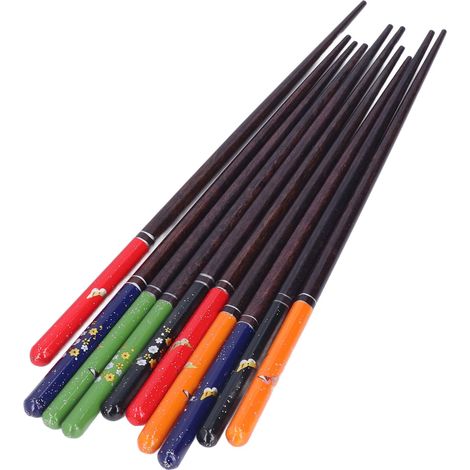 Lot de 5 paires de baguettes Phoebe Zhennan imprimées, réutilisables, 23 cm de long, adaptées à la vaisselle japonaise, coffret coloré. (1/5)