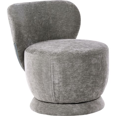 Beliani Swivel Armchair Light Green Chenille Modern with Round Upholstered Fabric, Foam Filling, Wood, Seat Height 45 cm, Holds up to 130 kg, 60 x 63 x 72 cm, 100% Polyester, Solid BLOMMA (1/5)