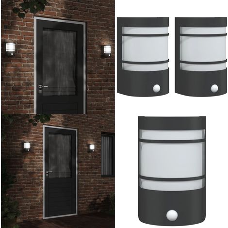 Außenwandleuchten mit Bewegungsmelder 2 Stk. Schwarz Edelstahl - Outdoor-Beleuchtung - Wandleuchte - Bewegungsmelder - Edelstahl - Glas - Home & Living (1/5)