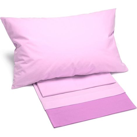 Caleffi 63548 Cotone Bikolor Copriletto Lenzuola per Piazza e Mezza Letto, Orchidea (1/2)