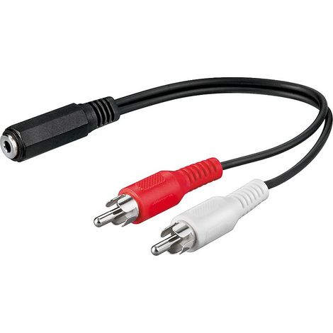 Cable de audio estereo 2x RCA macho a Jack 3.5 mm Hembra 0.25 M Negro