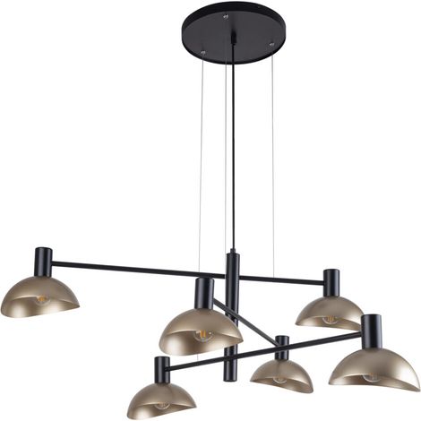 Suspension moderne Artis 6 lumières noir/or E14 Sigma (1/4)
