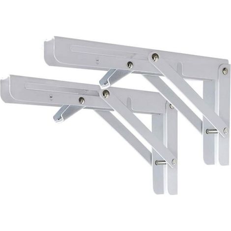 Équerre Pliante - Acier Laminé À Froid - 250 mm - Pour Étagère Murale - 2 Pièces (1/4)