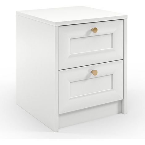 AX LIVING Nachttisch weiß Raiane SN – moderne Nachttisch Kommode 40 cm breit