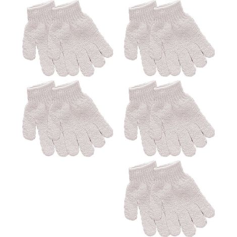 Gants exfoliants, lot de 10, pour la douche quotidienne, blancs (1/5)