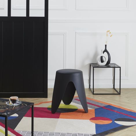 Tabouret - HOME DECO FACTORY - Élégant - Empilable - Noir (1/4)
