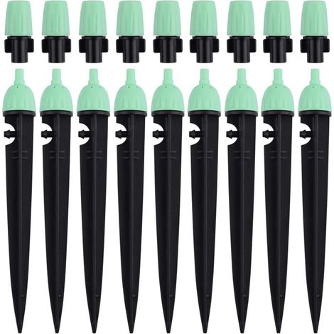 Goutteurs d'irrigation Ulisem avec connecteur, 20 pièces, arroseurs à débit d'eau réglable à 360 degrés, 2 en 1, pour système d'irrigation goutte à goutte (vert) (1/4)