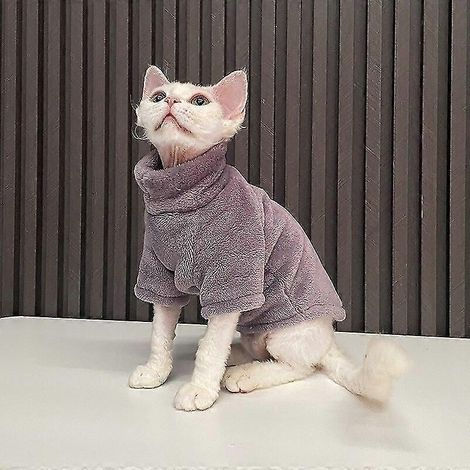 Sudaderas de lana para perros, suéteres para gatos, moda de invierno, ropa gruesa y cálida para perros Sphynx, ropa cómoda de invierno para perros pequeños, color morado. (1/5)