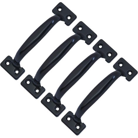 Lot de 4 poignées de porte de grange rétro pour armoires de cuisine, distance entre les trous : 58 mm, fer noir