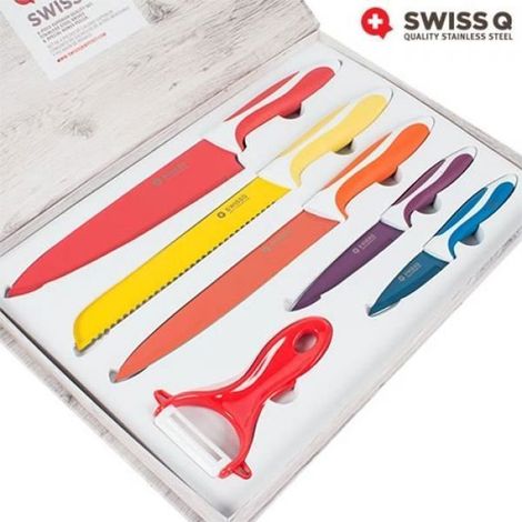 Coffret jeu de 5 couteaux de cuisine avec econome epluche legume en céramique SQ