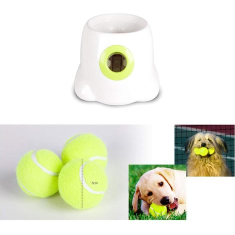 MINKUROW Giocattolo Per Cani, Lanciatore Automatico Di Palline Per Animali Domestici Palla Da Tennis Interattiva Con Macchina Da Lancio Per Allenamento E Gioco - 3 Palline Incluse (1/5)