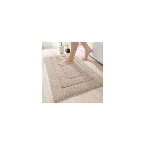 Tapis de bain antidérapant Moux 50 x 80 cm Beige Microfibre Absorbant l'eau Lavable en machine Extra épais (1/4)