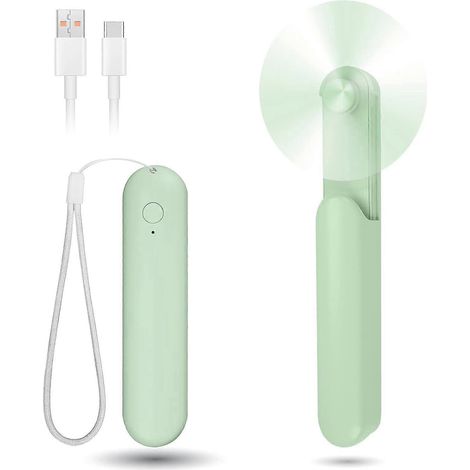 Mini ventilateur de poche silencieux rechargeable à 3 vitesses, ventilateur coulissant portable en forme de C pour les voyages, la maison et l'extérieur-AquaForge (1/5)