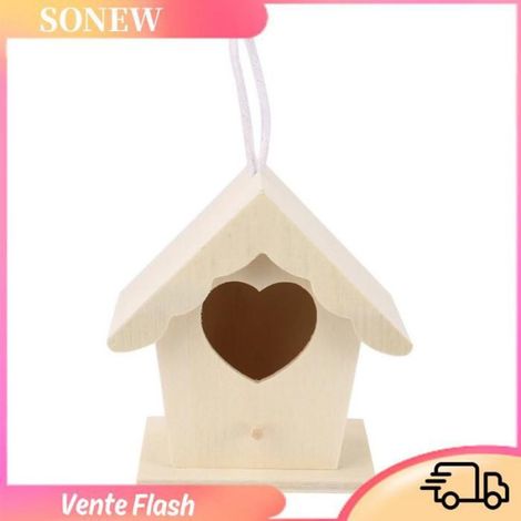 Nichoir À Oiseaux - Bois Naturel - Forme De Cœur - Pour Jardin Ou Balcon - 1 Pièce (1/5)