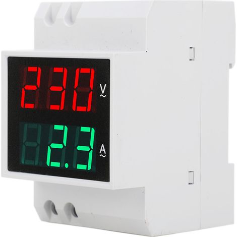 Voltmètre monophasé à double affichage LED sur rail DIN, ampèremètre, voltmètre et courantmètre, 80-300 V CA, 0,1-99,9 A