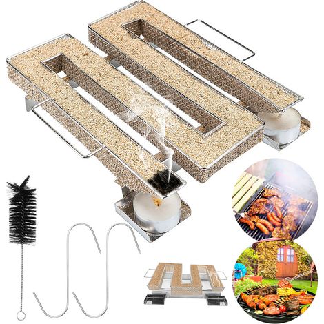 SWANEW BBQ Cold -Smoke Generatore Risparmio Fuoco Produttore Fumo in acciaio inossidabile per fumatore Grill o Fumato Fumato Fumato Cold Fumato Fumatore freddo. Spirale di incenso per chip di incenso (1/5)