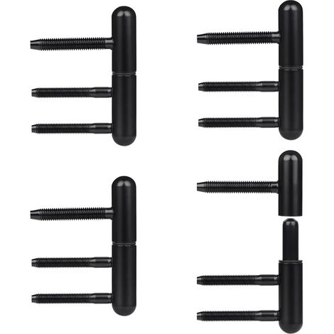 4 x Paumelles Gond Porte Bois Amovibles Silencieuses, Noir (1/5)