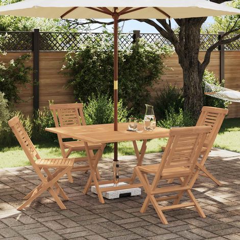 vidaXL Conjunto de Jardín 5 uds. Marrón Madera de teca maciza (1/5)