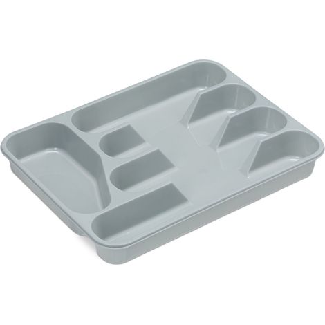 Set di 2 portaposate organizer per cassetti 5 scomparti design pratico 31 x 20 x 5 cm in plastica bianca 130007964