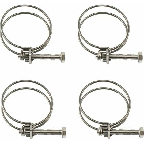 RHG Lot de 4 colliers de serrage à double fil en acier inoxydable de 65 à 70 mm