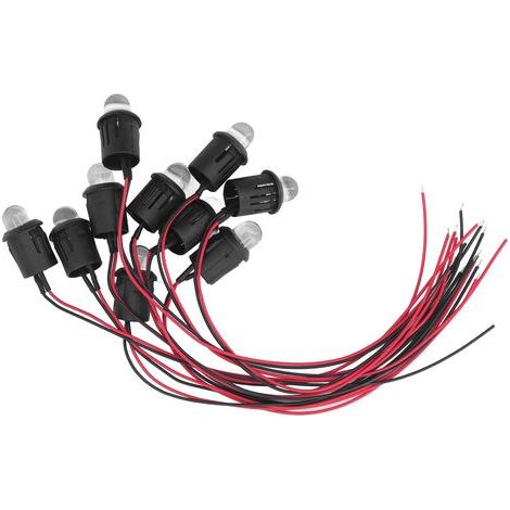 10 Stück LED-Diodenleuchten (10 mm, 12 V) mit Treiber und wasserdichtem Kabel für Auto und Boot (rot) (1/5)