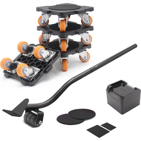 Kit Déplace Meuble avec roulettes - Dolly Roues à Roulements Connect Roulettes 360° pour Déplacer Meubles Lourds et Appareils, Capacité 300 KG, avec Lève-Meuble Auxiliaire (1/5)