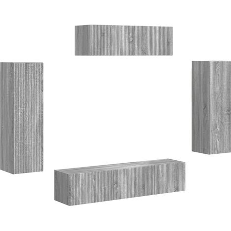 Pratico mobile porta TV modulare da parete con ampio spazio di archiviazione design moderno 31 x 29,5 x 100 cm legno grigio Sonoma 020056214