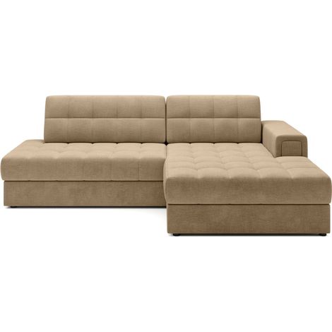 Canapé d'angle convertible CUBITO beige 240 cm avec coffre et couchage (1/5)