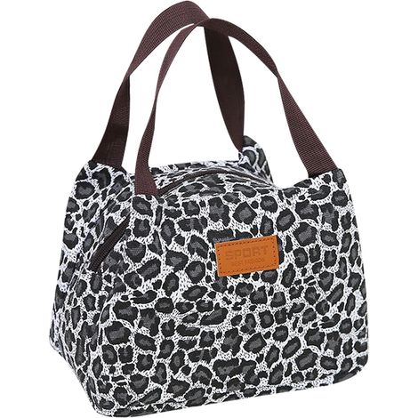 Sac Repas pour Femme Homme, Portable Lunch Bag, Petit Panier Repas, Boîte à Déjeuner, pour Étudiant Bureau Pique Nique (Imprimé léopard) (1/5)