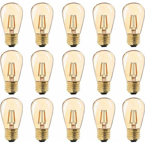 LED E27 Vintage Ampoule, ST45 Faciles à 1W=10W Ampoules à Incandescence, Super Blanc Chaud 2200 K E27 Medium Base Ampoule Lampe de Chevet, Doré en Verre, Non Dimable, Lot de 15 [Classe (1/4)