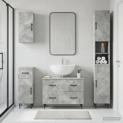 vidaXL 4 Piece Bathroom Cabinet Set HAARLEM Concrete Grey (1/5)