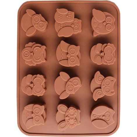 Moule en silicone, moule de cuisson en silicone Halloween hibou pour chocolat, moules à muffins, savon, gâteau, pudding, bonbons