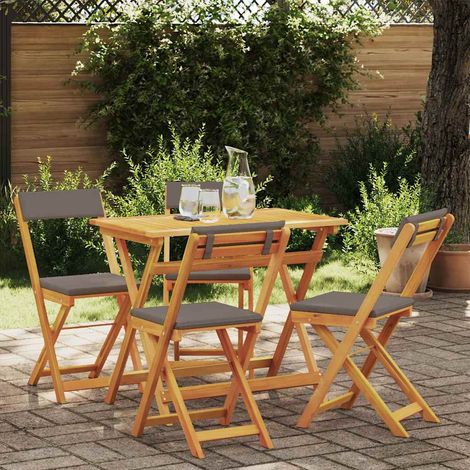 Bistrogarnitur mit Kissen 5 pcs Öl-Natur Massivholz Akazie