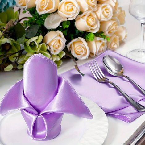 Set aus 20 violetten Satin-Tischservietten (43x43 cm) - Luxuriöse Dekoration für Hochzeit, Hotel und Veranstaltungen-lsw