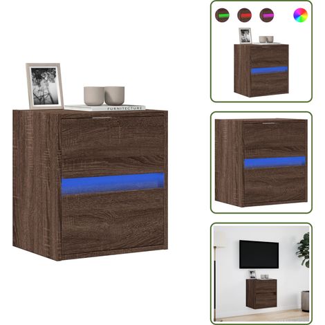 TV-Wandschrank mit LED-Beleuchtung Eichen-Optik 41x31x45 cm - TV-Wandschrank - TV-Wandschränke - TV-Schrank Wand - TV-Schrank Wandmontage (1/5)