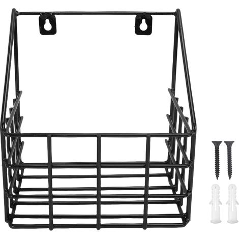 Panier mural écurie, Noir, Métal robuste antirouille, 23.5x17.2x25.5cm, Rangement pratique pour box et sellerie (1/5)