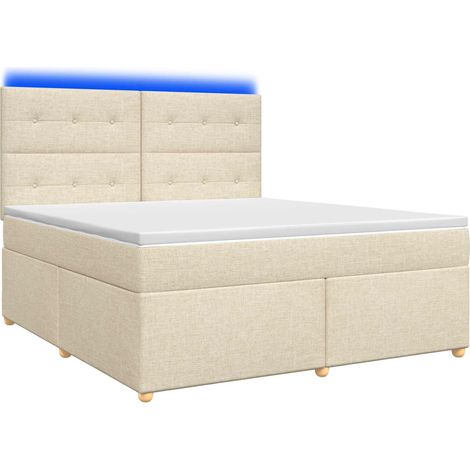 Maison Exclusive - Letto box spring con materasso Crema 180 x 200 cm Tessuto (1/5)