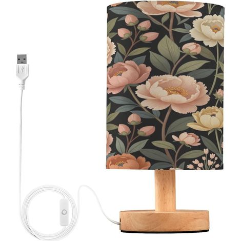 Lampe de table vintage à motif floral foncé pour vision nocturne (1/5)