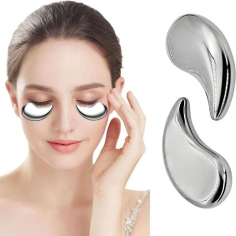Outil Gua Sha en acier inoxydable en forme de croissant pour le massage et le traitement des yeux et du visage, patchs oculaires chauds/froids (1/5)