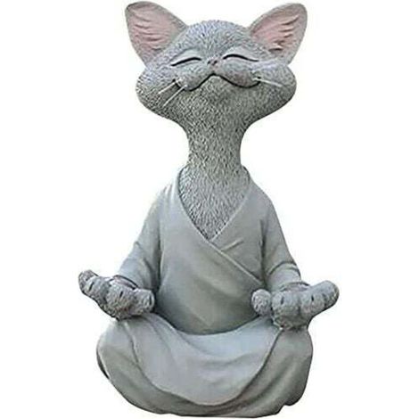 Cat figurine, happy cat for meditation and yoga, zen cat in a relaxed pose, sculpture for home, outdoors and garden, gift for cat lovers (1/5)