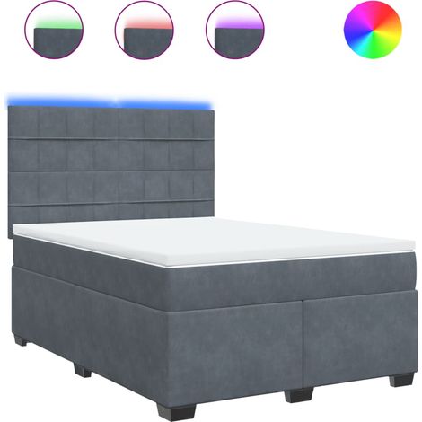 Maison Exclusive - Giroletto a Molle con Materasso Grigio Scuro 140x190 cm Velluto
