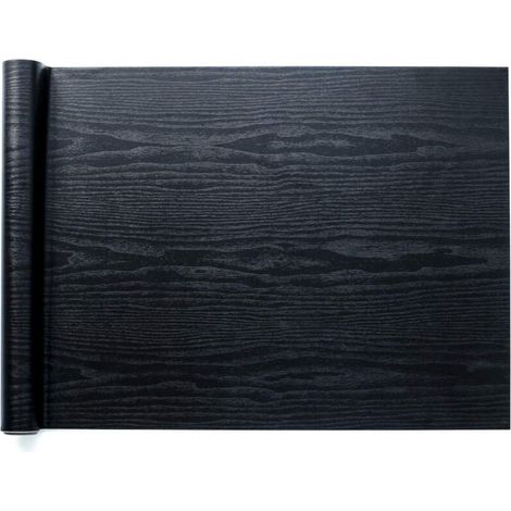 XEPHO Papier Adhésif pour Meuble Bois Noir papier peint 45cm x 300cm Vinyle Autocollant Film Pour Décorer des Meubles Murs Armoires Comptoirs Cuisines