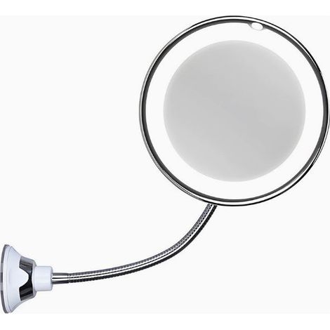 Miroir Coiffeuse grossissant avec lumière LED Rotatif à 360° Miroir Mural avec Bras Flexible et Ventouse puissante Miroir Salle de Bain (1/4)