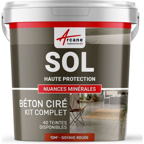 Béton ciré sol en kit, primaire et vernis de finition inclus - 10 m² (en 2 couches) Goyave Rouge - ARCANE INDUSTRIES