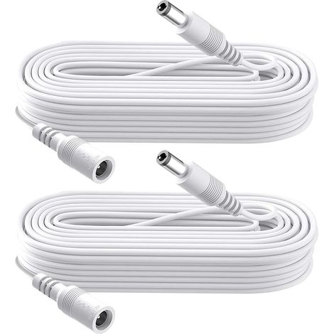 Lot de 2 câbles d'extension d'alimentation CC 12 V pour caméra de sécurité CCTV DVR Autonome, rallonge CC 5,5 mm x 2,1 mm, 3 m (1/5)