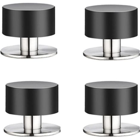Lot de 4 butées de porte en caoutchouc – film auto-adhésif 3M – acier inoxydable et caoutchouc – hydrofuge – pour murs et meubles (1/5)