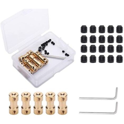 Pair 5 Pièces Coupleur D'arbre en Laiton, Adaptateur D'arbre D'accouplement D'arbre, avec Vis et Clé Allen, pour Moteur de Bateau D'avion, 2mm à 2mm/3mm à 4mm/3mm à 5mm/4mm à 5mm/5mm à 5mm L20XD9 (1/5)