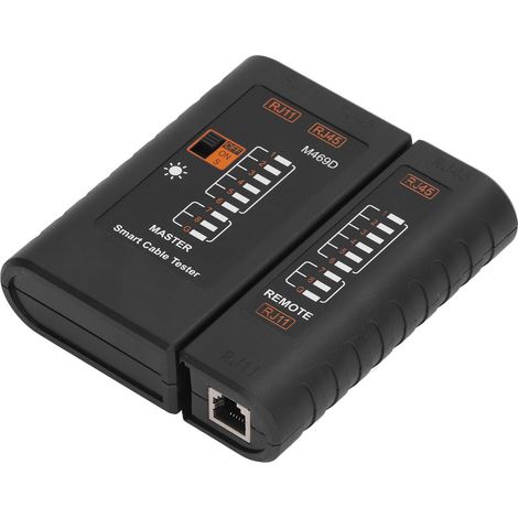 Testeur de câbles réseau LED ABS à détection précise, testeur de câbles LAN portable noir RJ45 RJ11 (1/5)